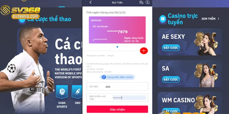 Giao diện trang chủ SV368 với nhiều lựa chọn cá cược hấp dẫn